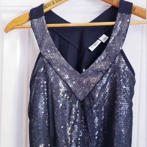Black Sequined V-Neck